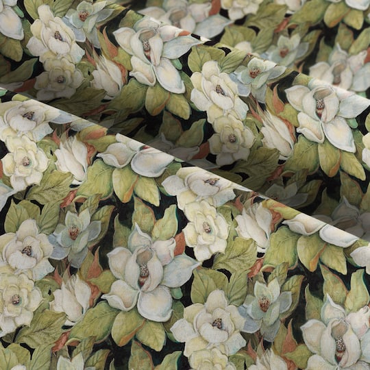 Springs Creative Black Iridescent Magnolia Cotton Fabric